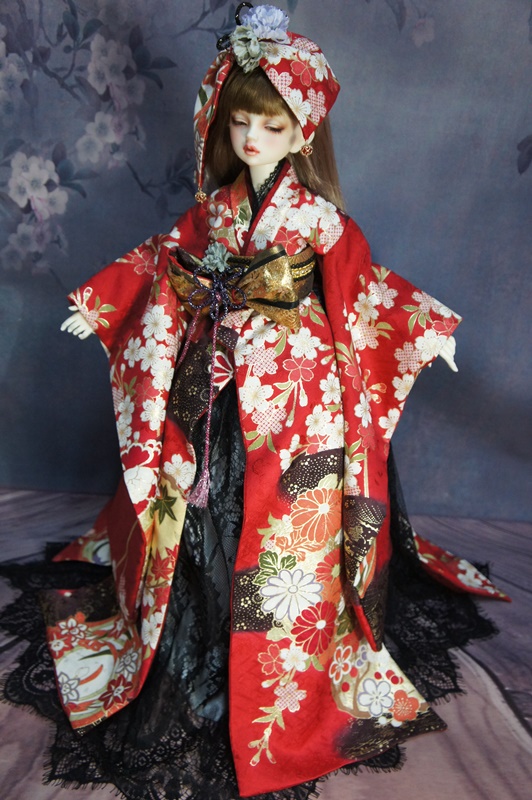 着物ドレス～紅桜×ブラック
